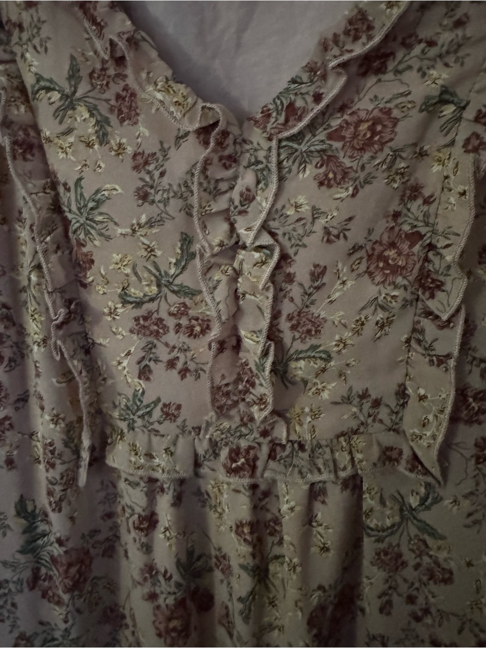 BloomChic Dusty Rose Floral Ruffle Tunic